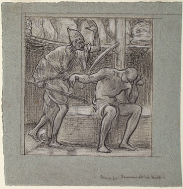 Study for an Illustration for 'Dalziel's Bible Gallery': 'Samson at the Mill', Composition