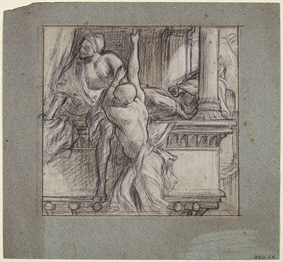 Study for an Illustration for 'Dalziel's Bible Gallery': 'The Escape of the Spies': Composition