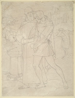 Composition showing a Monk Dividing Two Enemies
