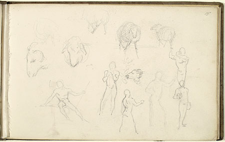 Studies of Sheep and  Male Figures
