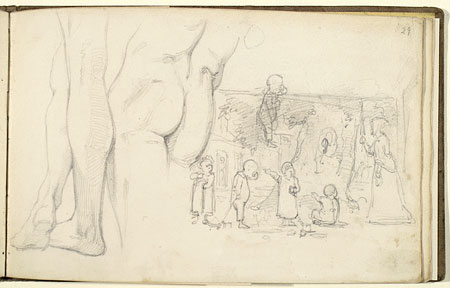 Study of Male Legs, Male Torso, Composition with a Female Figure and Children