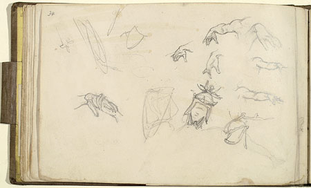 Studies for 'Composition showing Soldiers and Horsemen at a Shrine': Hands, Arms, Head