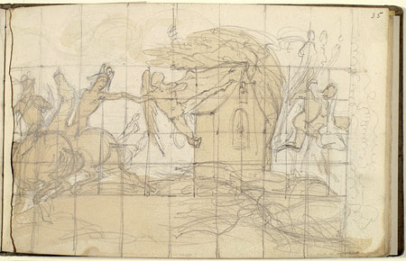 Studies for 'Composition showing Soldiers and Demons at a Shrine': Composition