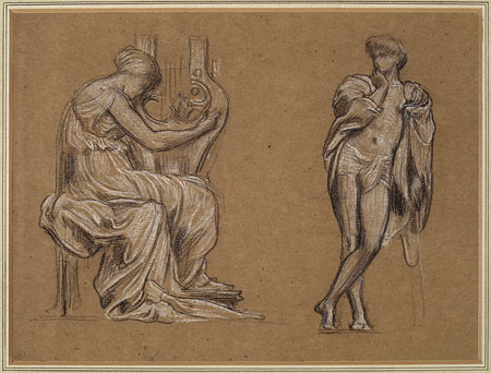 Studies for 'Music': Female Figure with Lyre, Male Figure