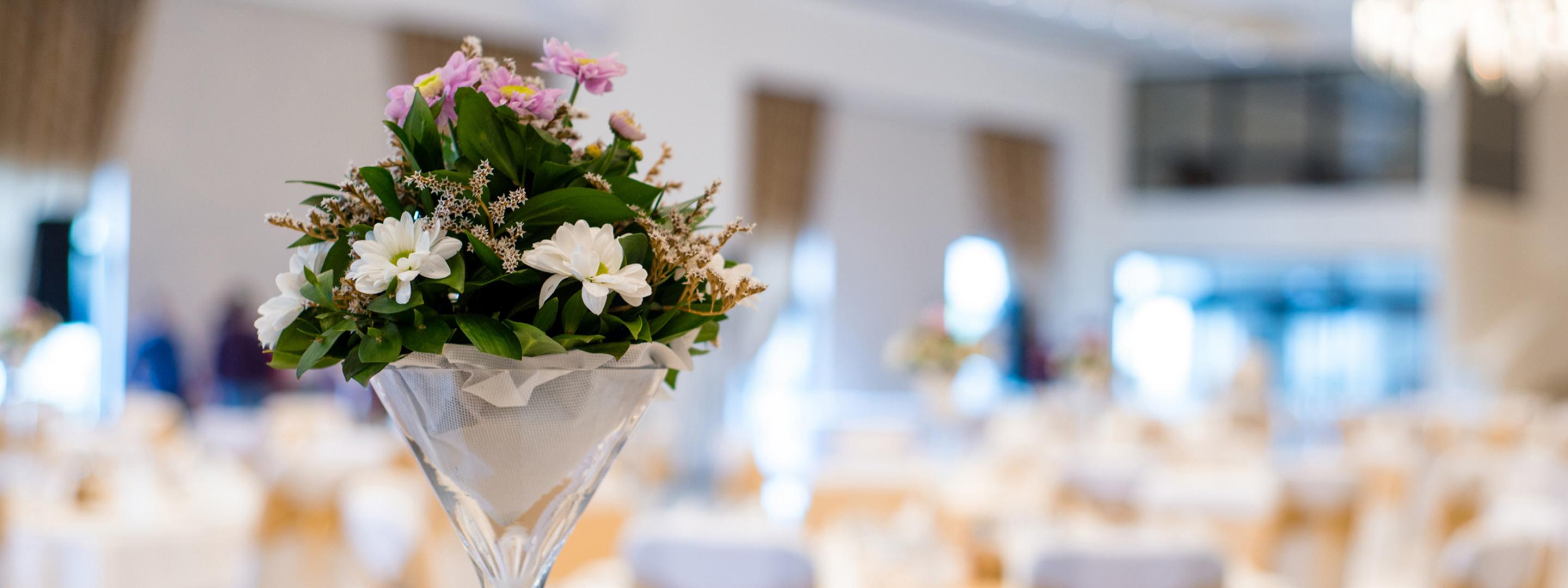 Flowers in a wine glass