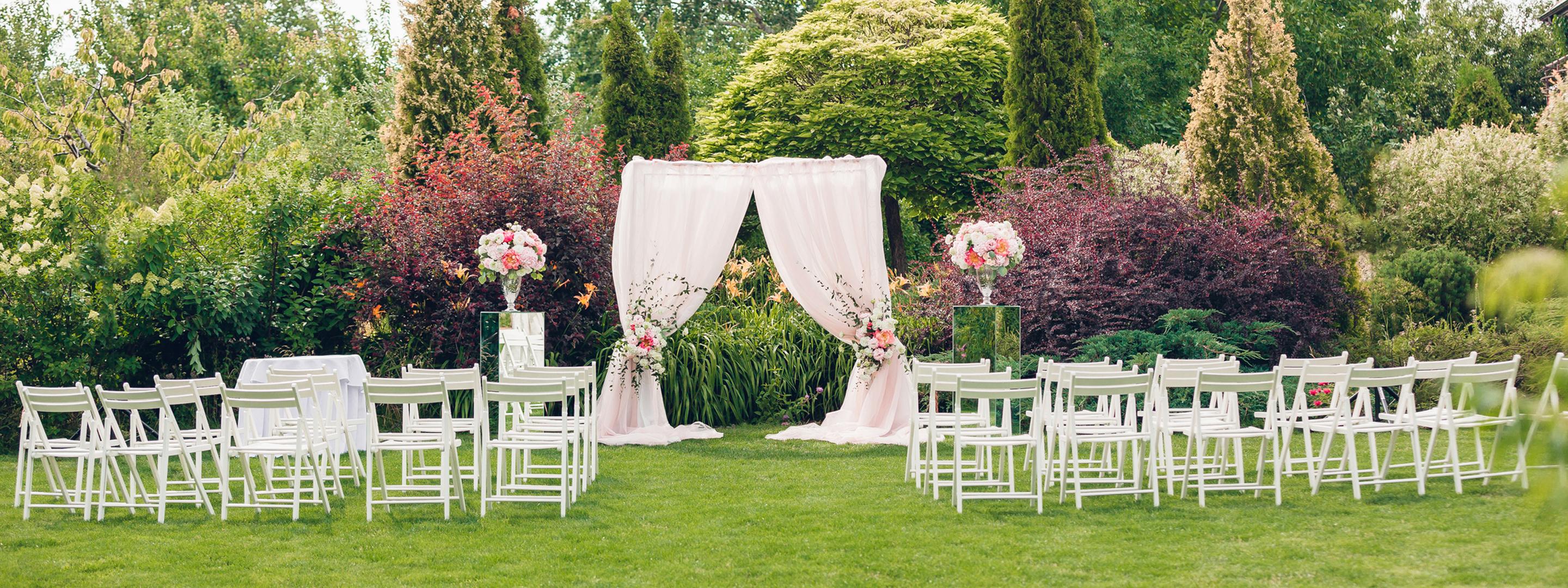 Outdoor wedding venue with chairs