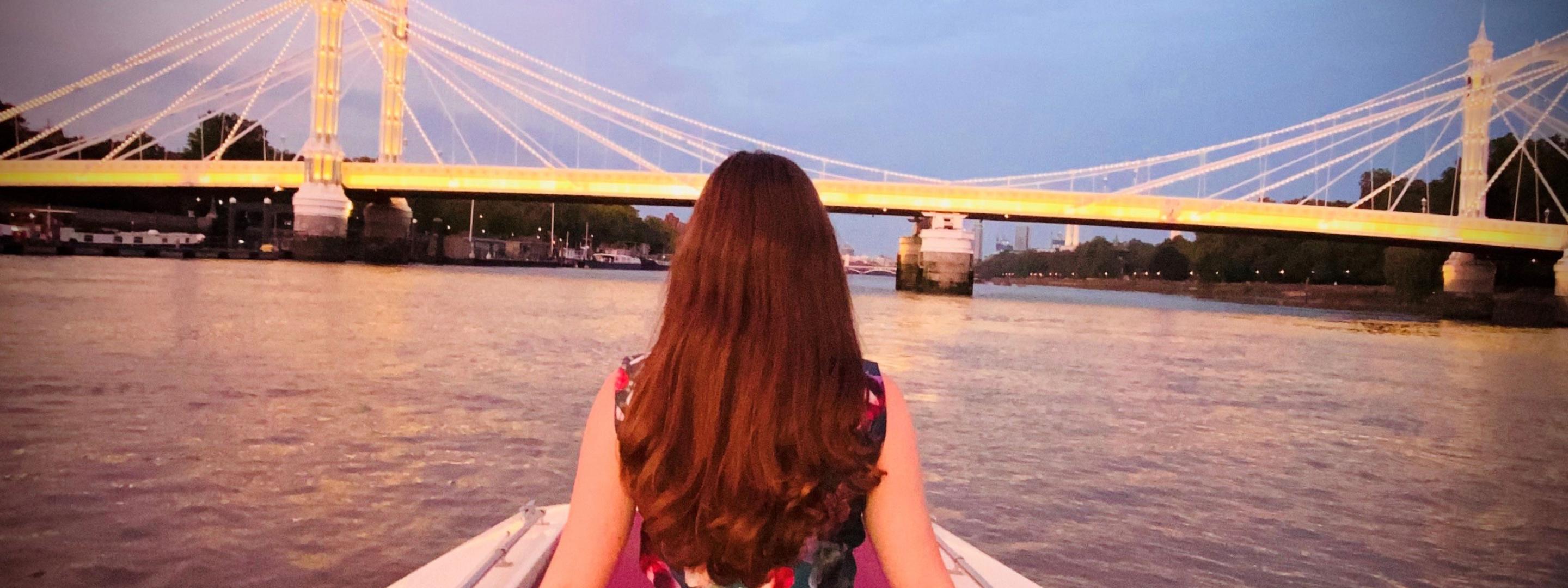 Woman sitting on a boat