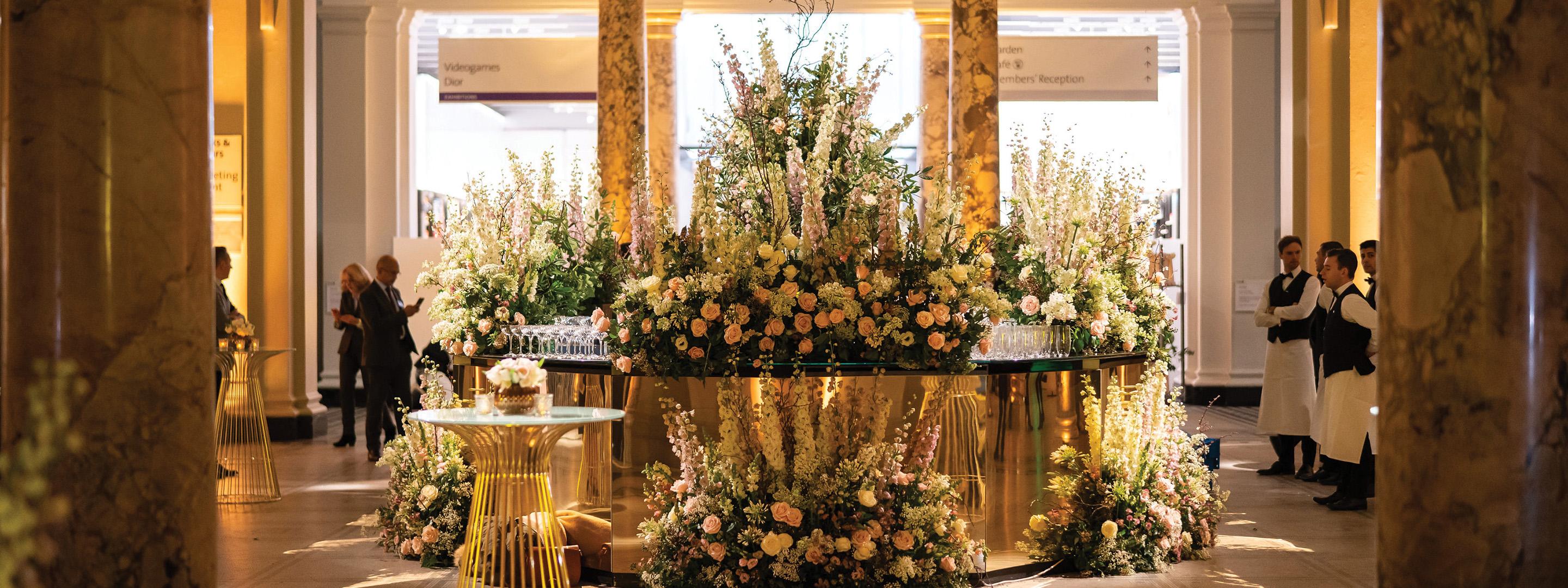 A table with flowers on top