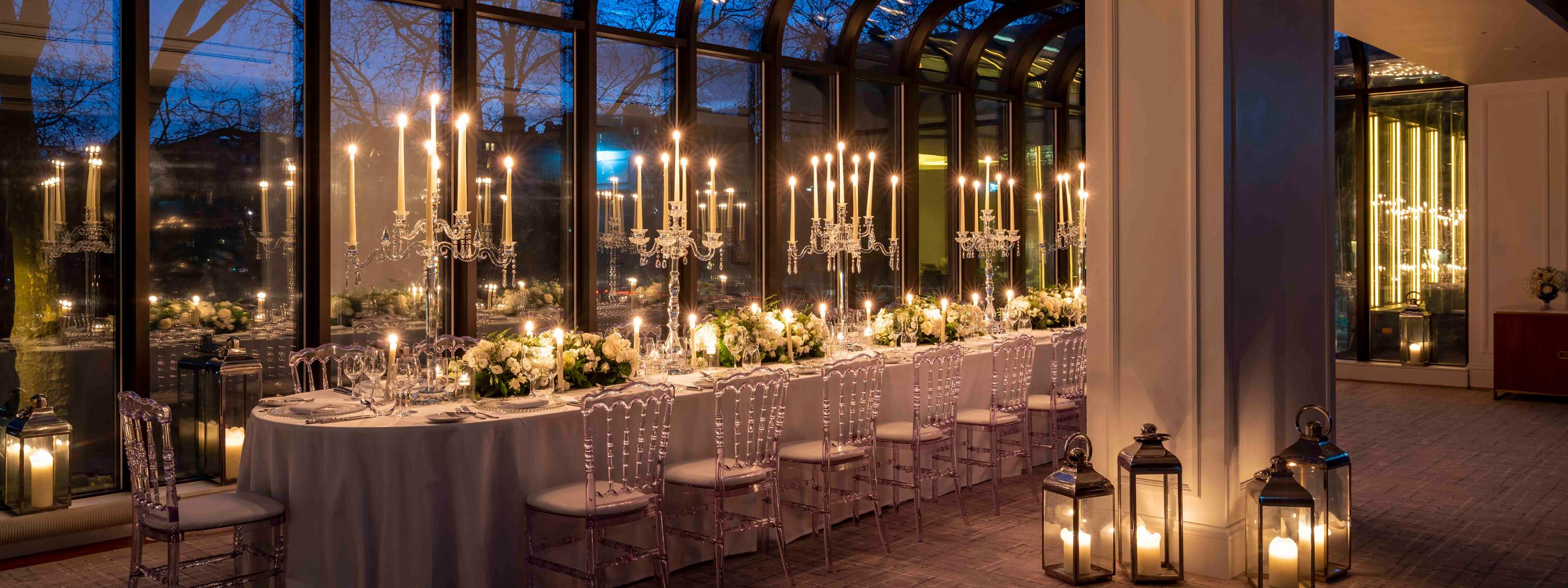 a table with candles