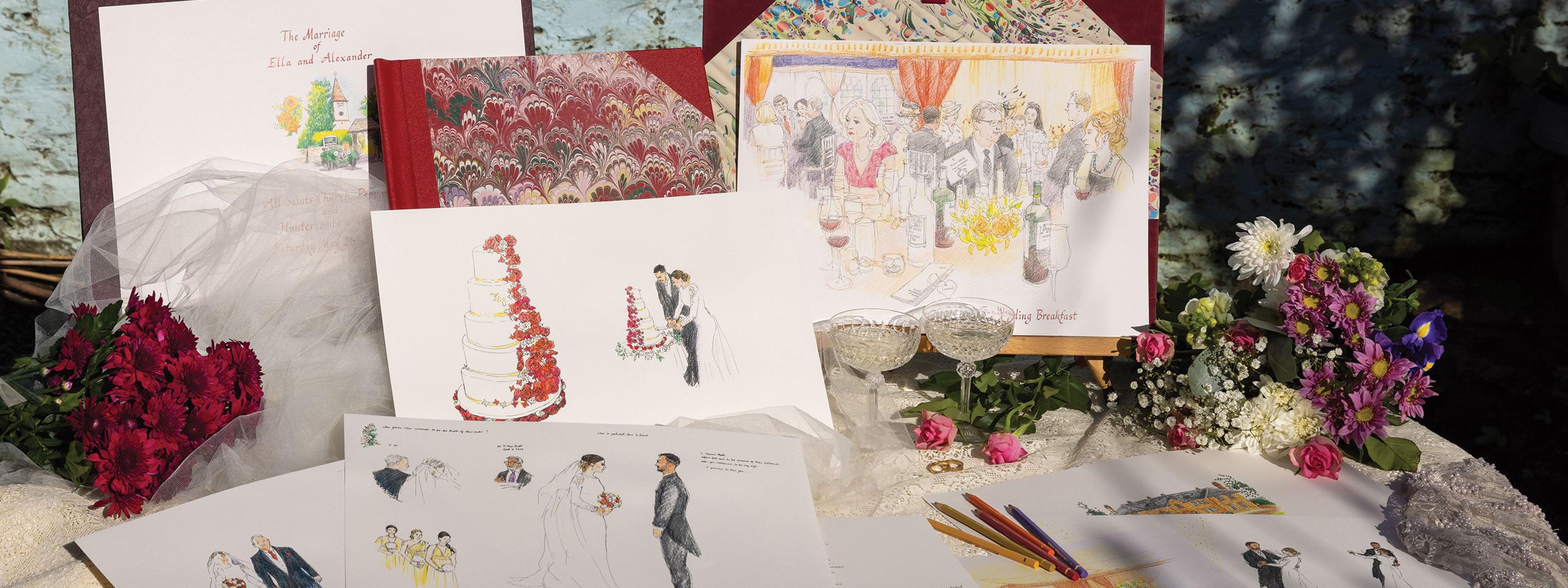 a table with wedding decorations