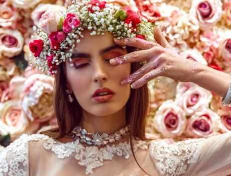 Woman wearing wedding jewellery