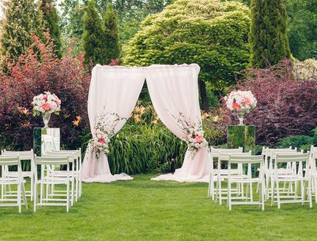 Outdoor wedding venue with chairs