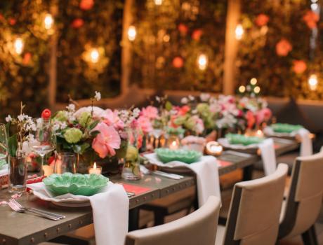 Picture of a nicely made up table and chairs at The Hari restaurant venue