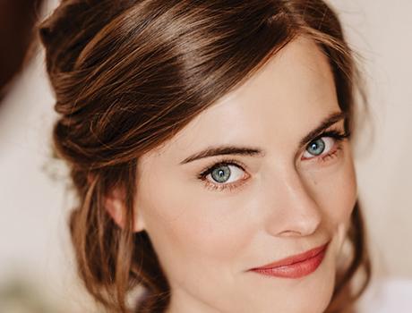 Headshot showing woman's hairstyle