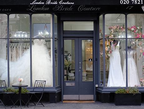 window exterior of a bridal shop