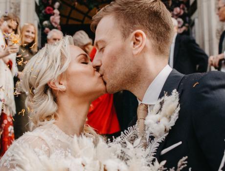 a man and a woman kissing