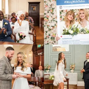 A collage of wedding photography