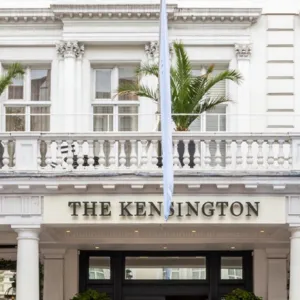 The grand entrance of a hotel