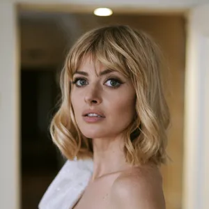 A close up of a bride