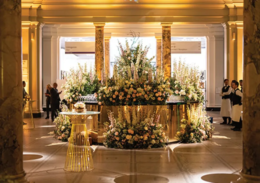A table with flowers on top