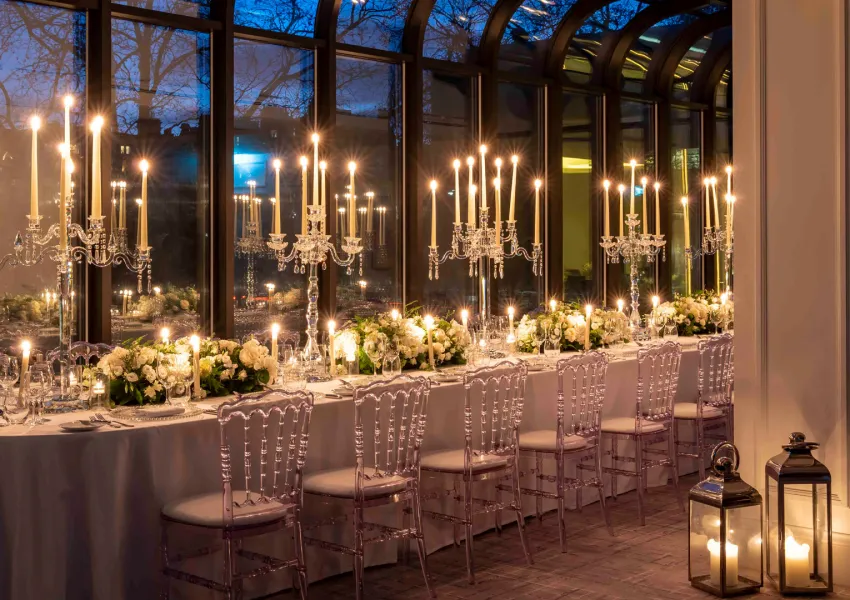 a table with candles