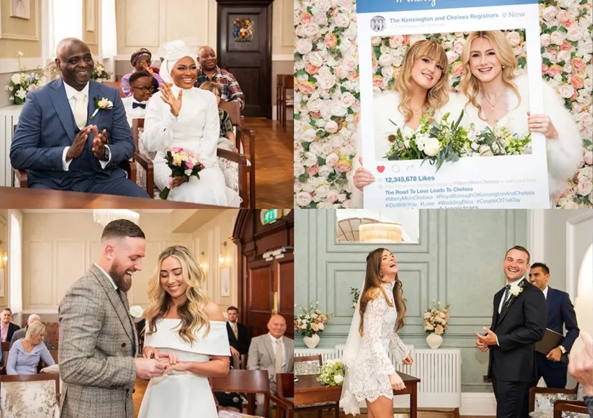 A collage of wedding photography