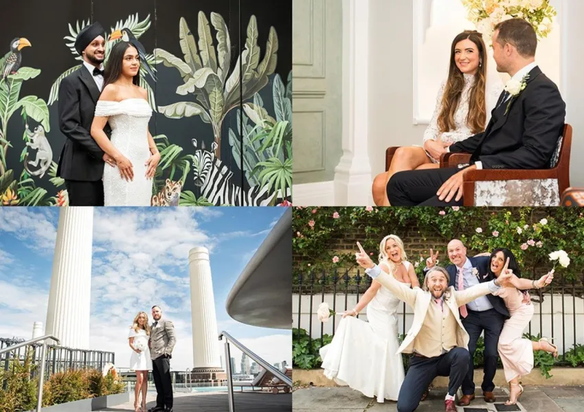 A collage of wedding photography