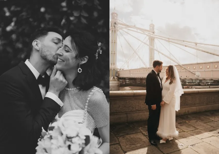 A collage of wedding photography