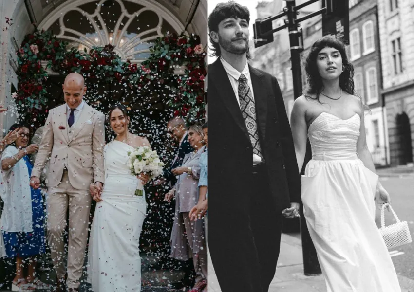 A collage of wedding photography