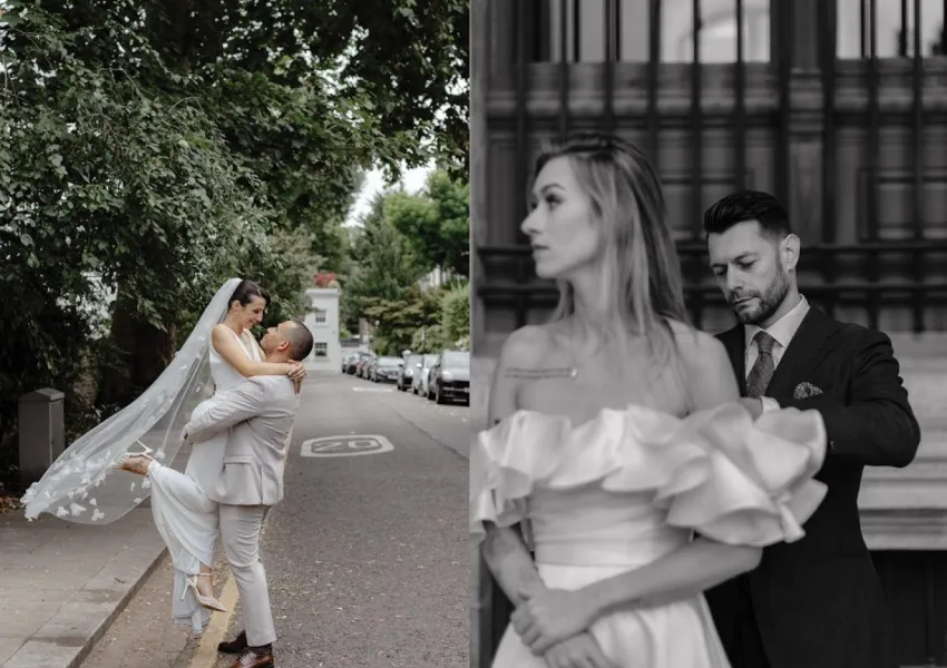 A collage of wedding photography