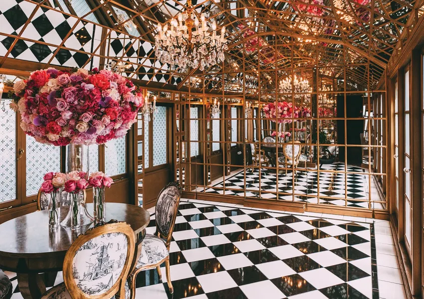 a mirrored room