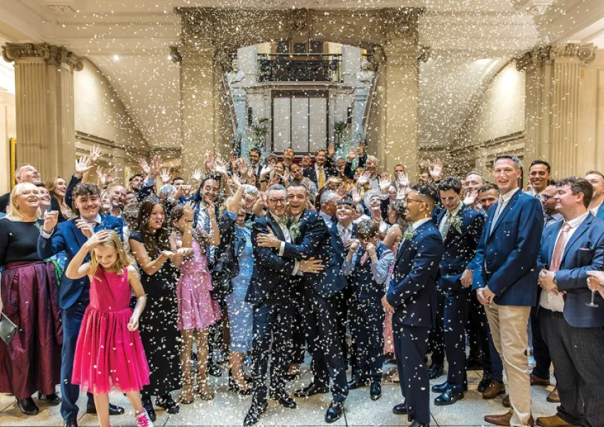 A joyous wedding party