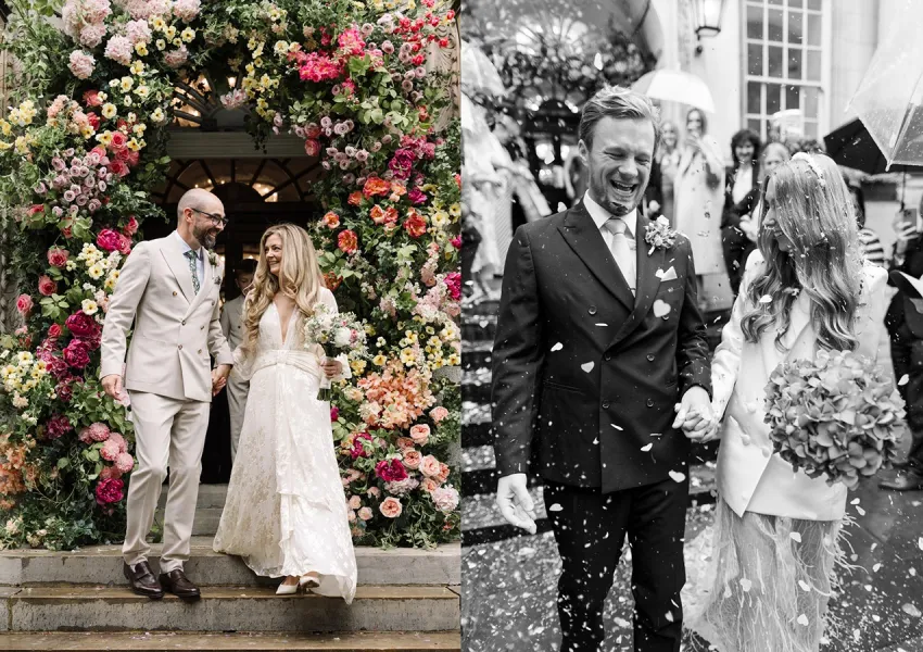 An elegant bride and groom