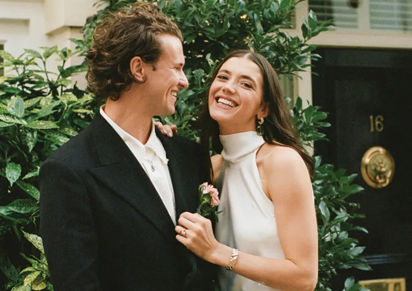A happy bride and groom