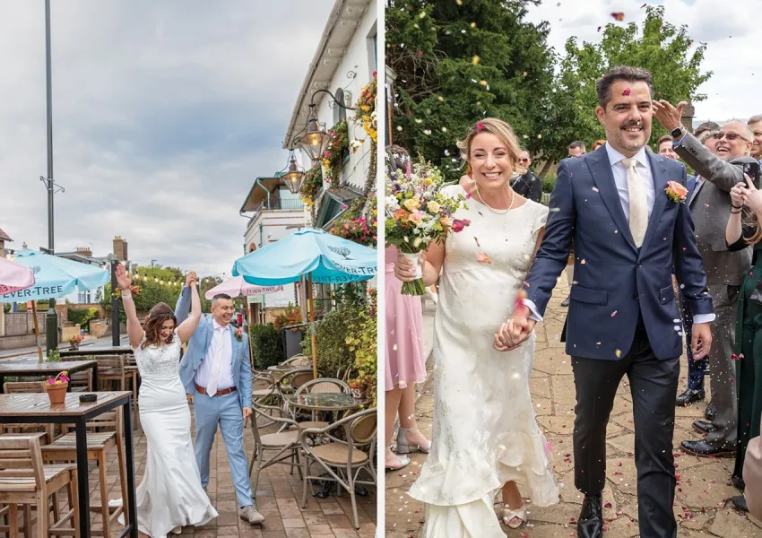A collage of wedding photography