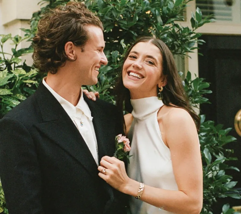 A happy bride and groom