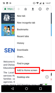 Select 'Add to Home Screen'