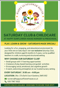 Happy Sunflower House Saturday care poster