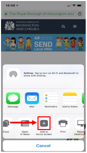 Select 'Add to Home Screen'