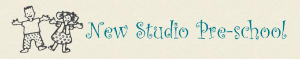 Logo for the New Studio preschool showing children playing