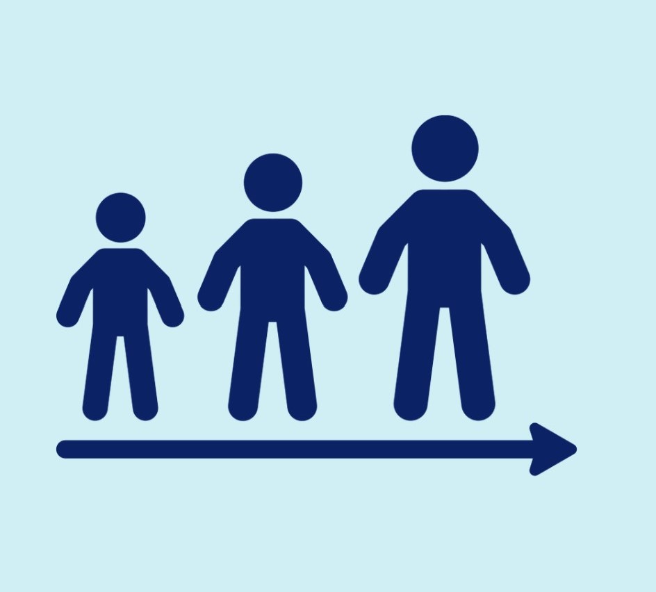 A cartoon picture of a parent and child walking together with information about their diagnosis