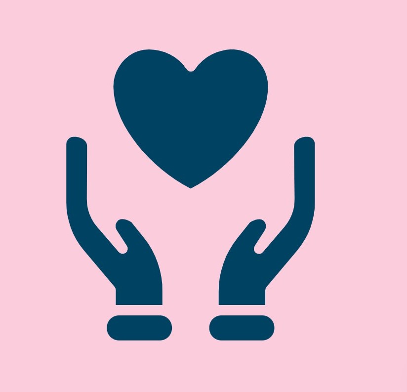 A cartoon image hand holding a heart