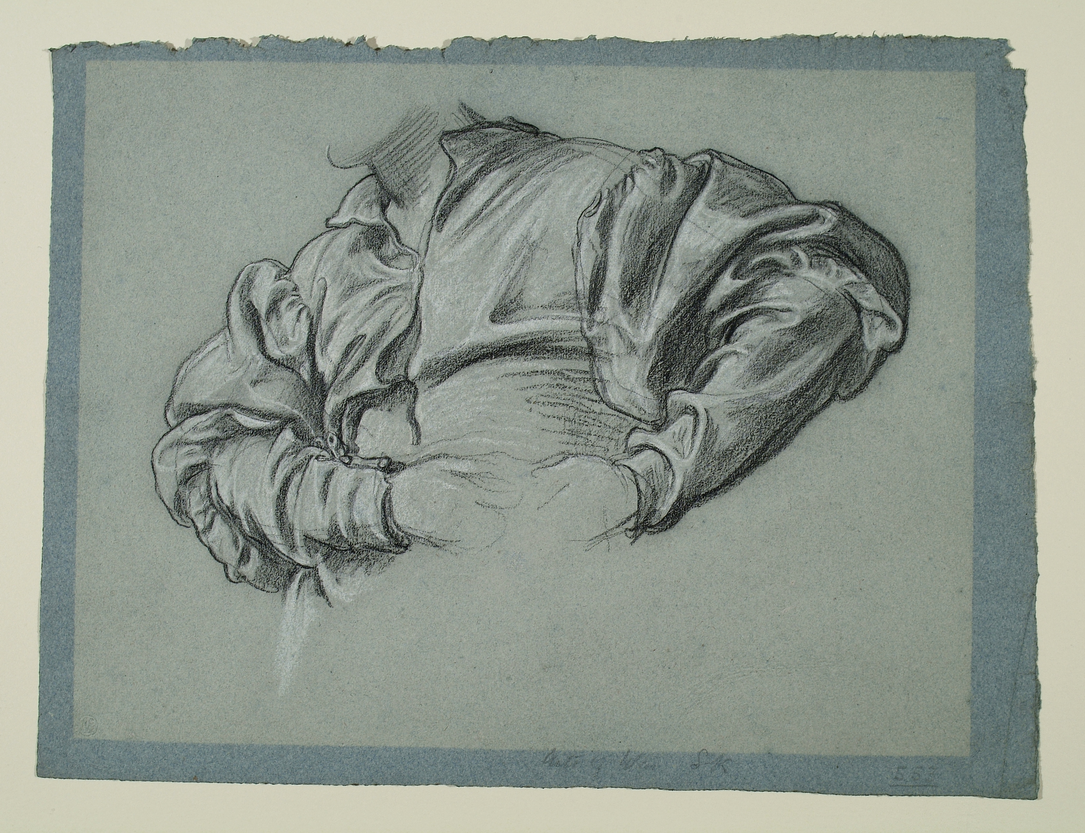 Leighton drawing studying the drapery of a shirt on a figure