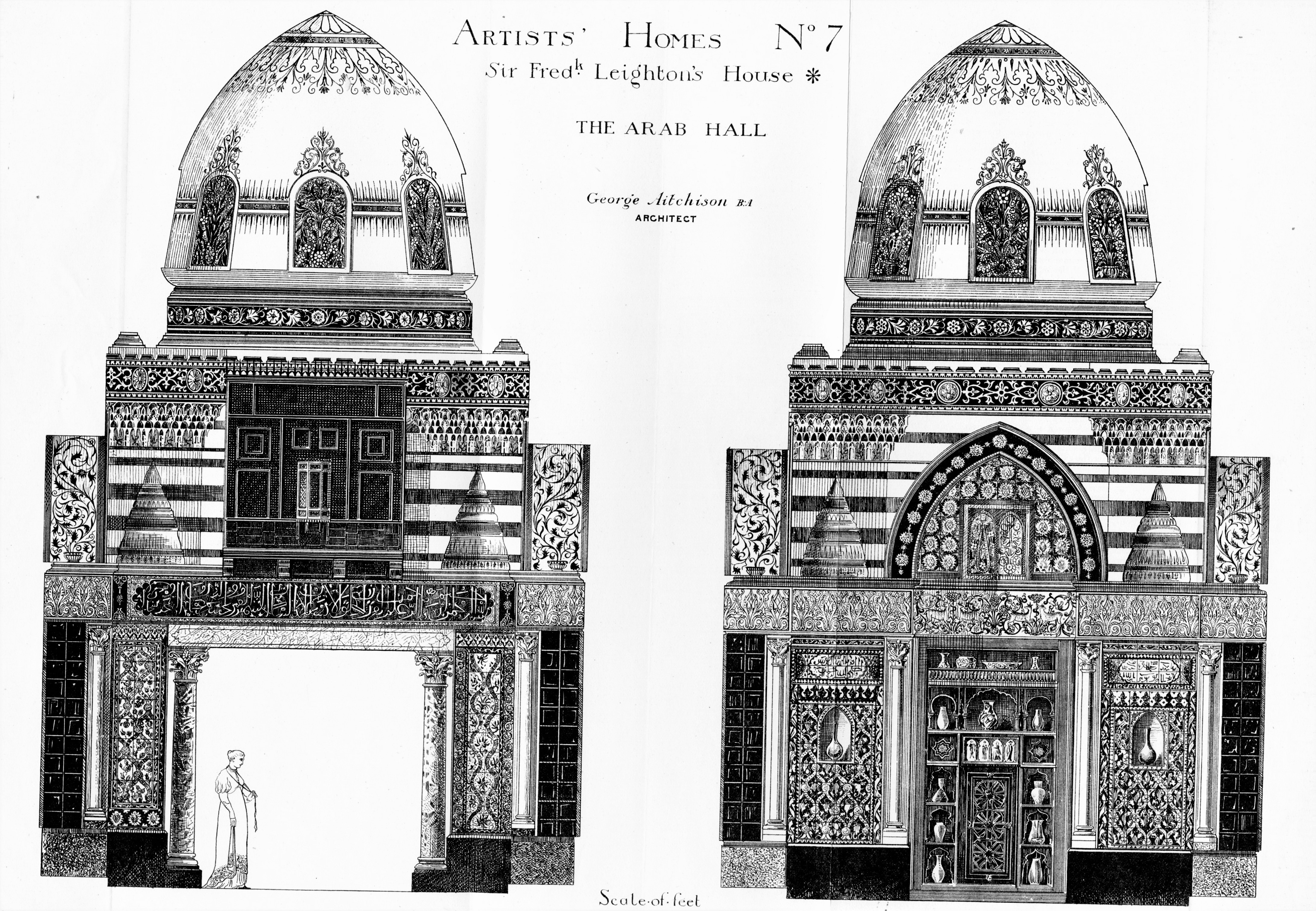 George Aitchison design for The Arab Hall at Leighton House, The Building News, 1880