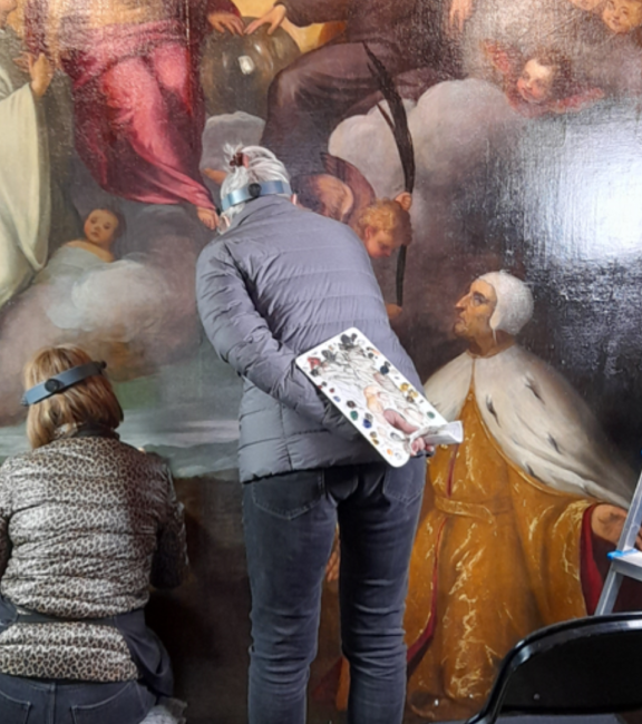 Cinservation of Tintoretto's painting in the Entrance Hall