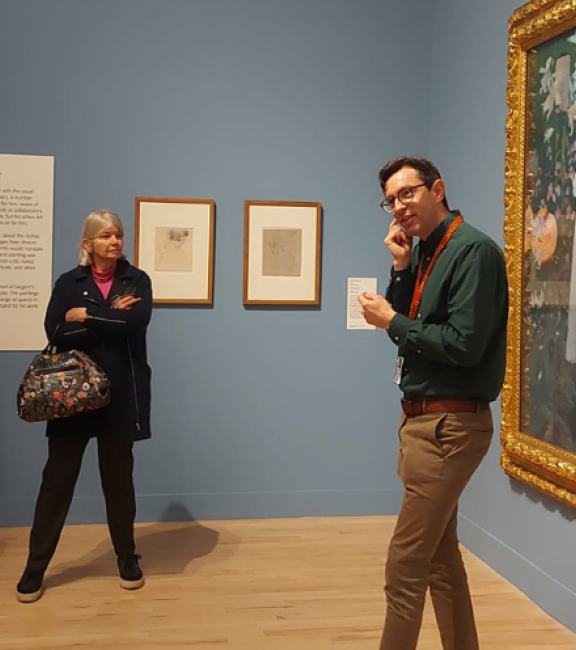 Visitors with Curator looking at Sargent artworks at Tate Britain