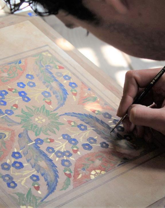 Working on illumination inspired by Islamic tiles