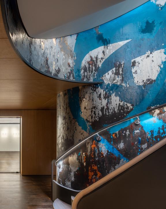 Detail of Oneness mural with a view into the Drawings Gallery, Leighton House
