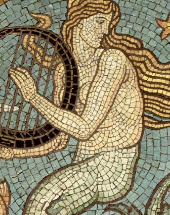 Walter Crane's Mermaid gold mosaic for the Arab Hall, Leighton House