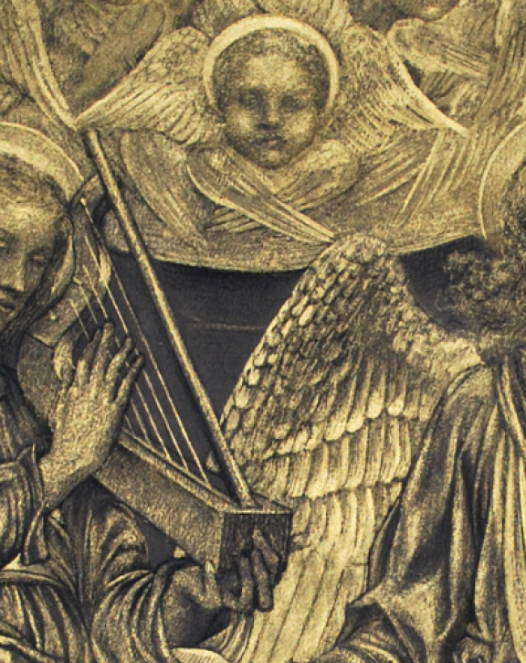 Evelyn De Morgan, Gloria in Excelsis, 1893. Gold pigment and chalk on grey paper. Trustees of the De Morgan Foundation